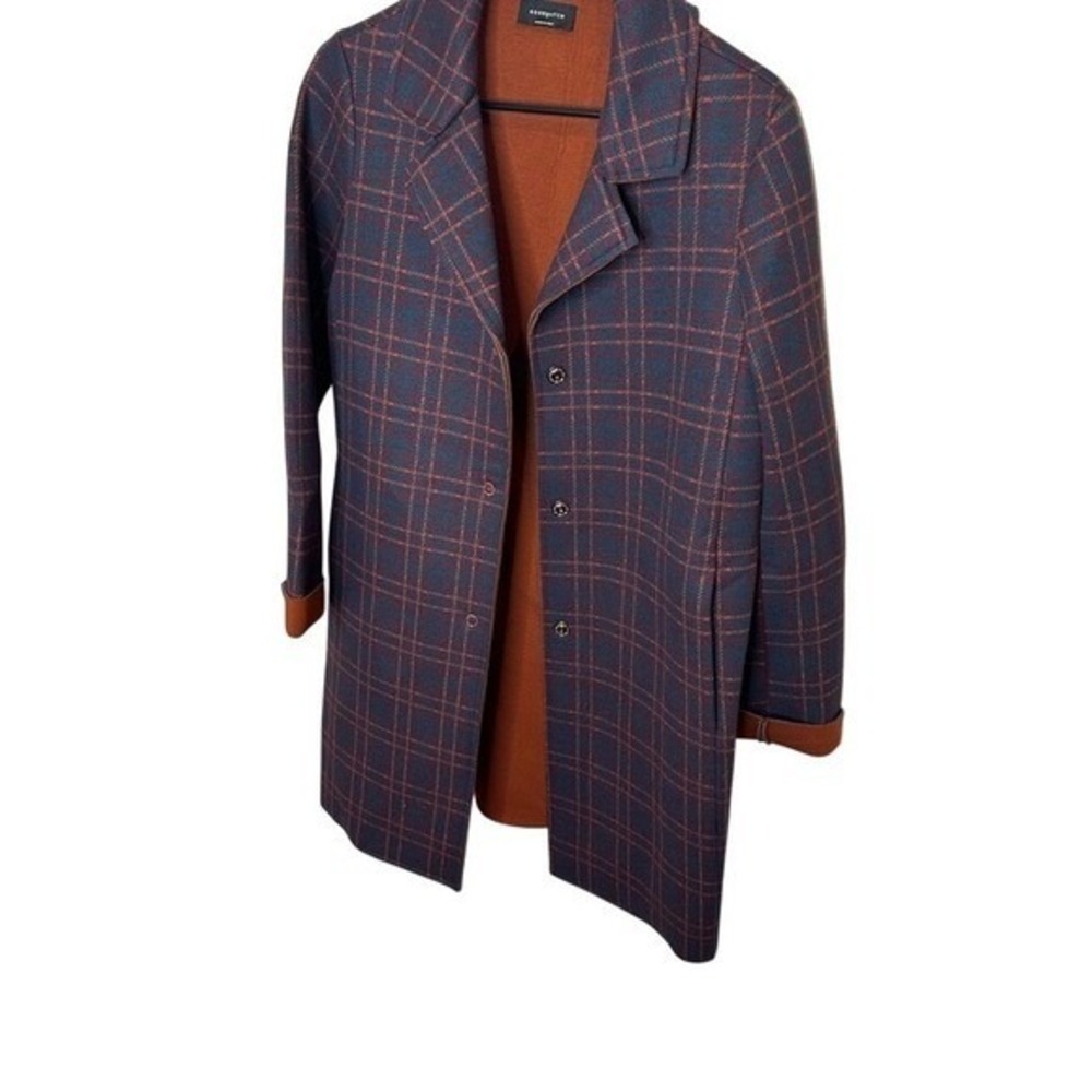 GOODMATCH Plaid‎ Blazer Jacket Women's Navy Rust Orange Made in Italy